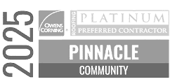 2025 award badges for Platinum Property Contractor and Pinnacle Community from Choice Schools.